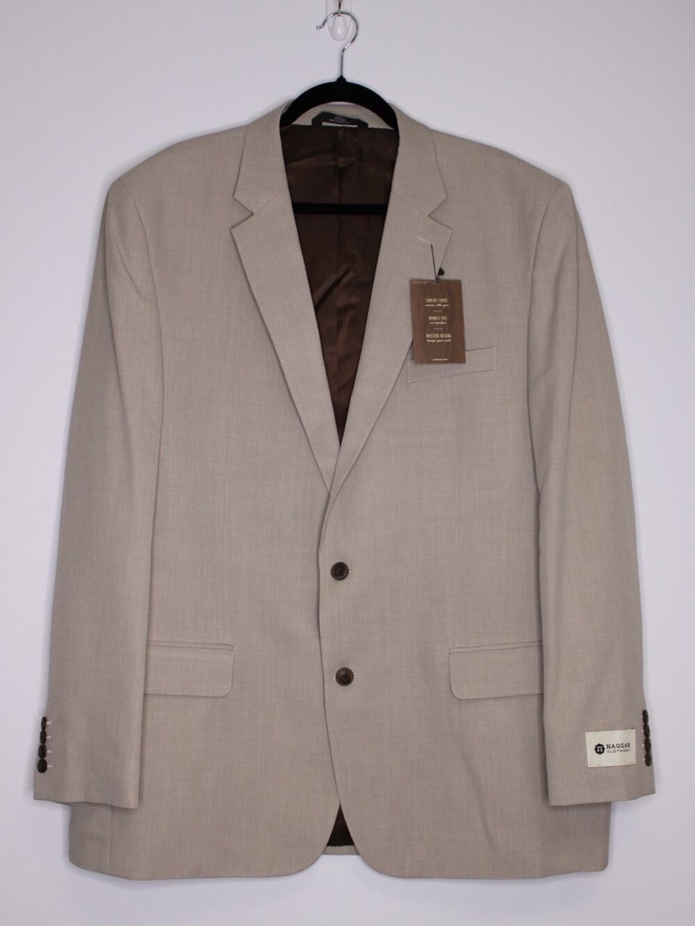 Haggar Blazer 48L Tan Classic Fit Travel Performance Sport Coat Suit Jacket NEW